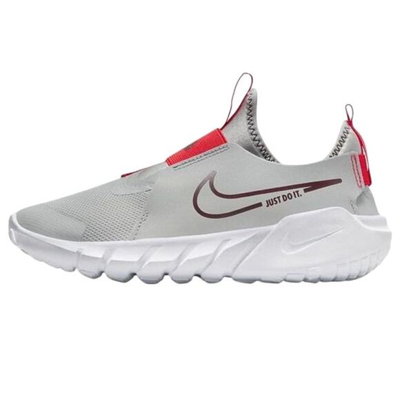 Nike Flex Runner 2 Boys Running Slip On Sneaker Gray/Red size 2 - Picture 1 of 9
